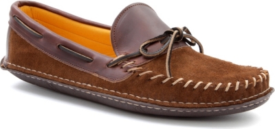 QUODDY Whip-stitch leather moccasin slippers