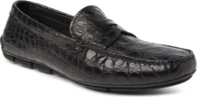 PRADA Crocodile penny driving shoes