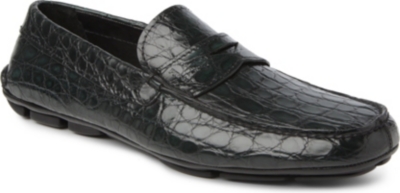 PRADA Crocodile penny driving shoes