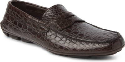 PRADA Crocodile penny driving shoes