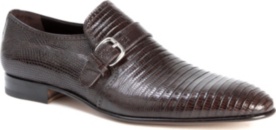 STEMAR Lizard-print leather monk shoes