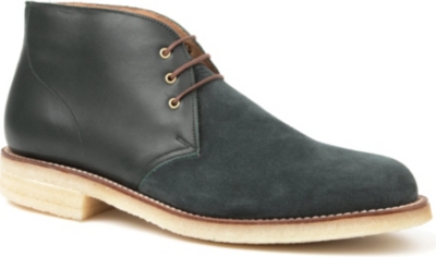 GRENSON Suede and leather chukka boots