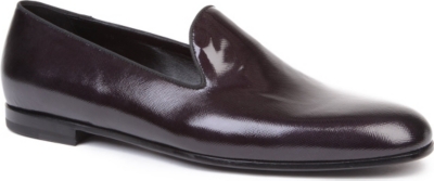 GIORGIO ARMANI Grosgrain-trim leather slippers