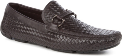 FERRAGAMO Barbados woven-leather driver shoes