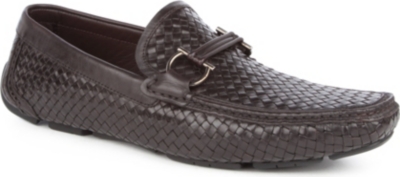 FERRAGAMO Barbados woven-leather driver shoes