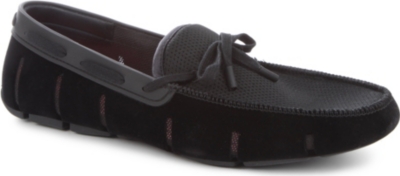 SWIMS Lace-front velvet loafers