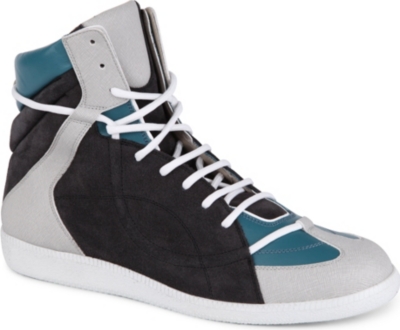 MAISON MARTIN MARGIELA Leather and suede-panelled high tops