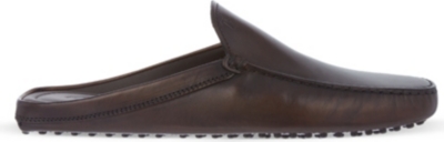 mens leather backless shoes