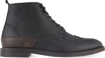 h by hudson battle lace up boots in black leather