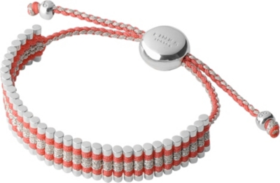 LINKS OF LONDON Sterling silver friendship bracelet coral and grey glitter