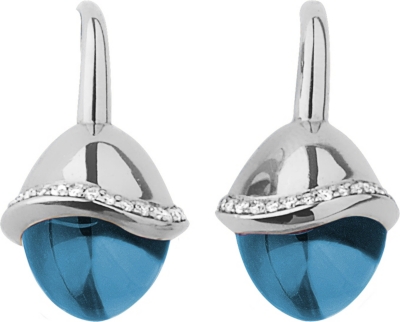 LINKS OF LONDON Infinite Love Blue Topaz 18ct white gold pave set diamond earrings