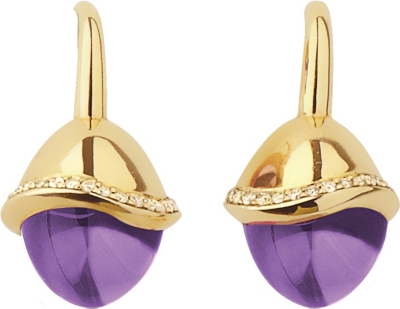 LINKS OF LONDON Infinite Love amethyst 18ct gold pave set diamond earrings