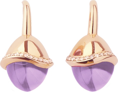 LINKS OF LONDON Infinite Love amethyst 18ct rose gold pave set diamond earrings