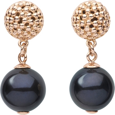 LINKS OF LONDON Effervescence Black Pearl 18ct gold drop earrings