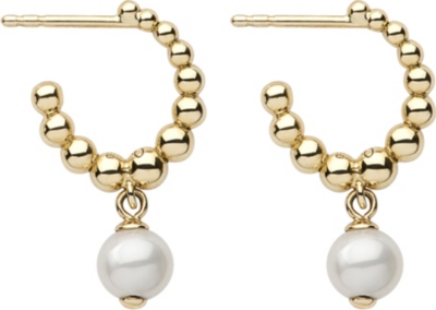 LINKS OF LONDON Effervescence White Pearl 18ct gold hoop earrings