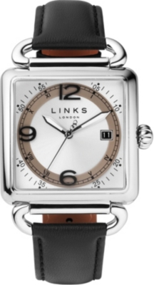 LINKS OF LONDON Driver stainless steel and leather watch