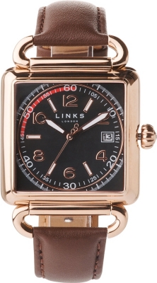 LINKS OF LONDON Driver rose gold-plated and leather watch