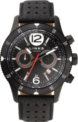 LINKS OF LONDON Chicane PVD and leather chronograph watch