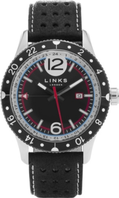 LINKS OF LONDON Chicane stainless steel and leather watch