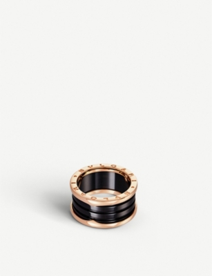 BVLGARI - B.zero1 18kt pink-gold and black-ceramic ring | Selfridges.com