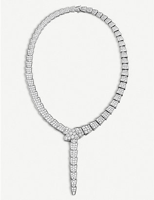 BVLGARI: Serpenti 18ct white-gold and pavé-diamond necklace