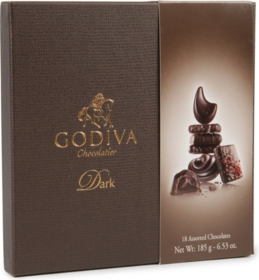 GODIVA Connoisseur 18-piece assorted dark chocolates box 185g