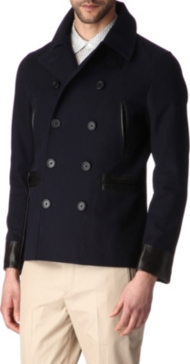 SANDRO Navy double-breasted coat