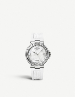 BREGUET: 9518ST/5W/584/D000 Marine Dame polished stainless steel, diamond and rubber watch