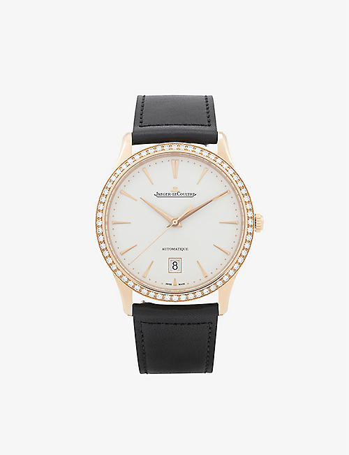 JAEGER-LECOULTRE: Q1232501 Master Ultra Thin rose-gold, 0.85ct diamond and calfskin-leather watch