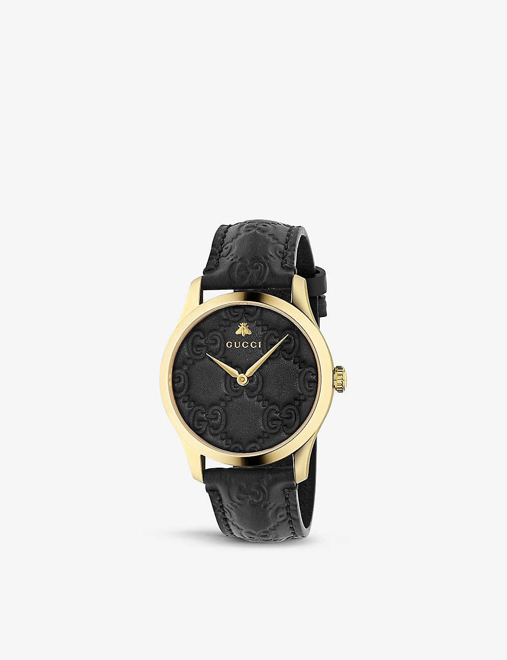YA1264034 G-Timeless Signature yellow gold-plated stainless steel and leather watch(5666853)