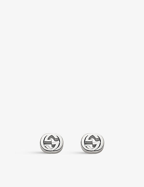 GUCCI: Interlocking G sterling silver stud earrings