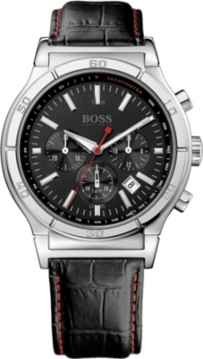 HUGO BOSS 1512584 stainless steel and leather chronograph watch