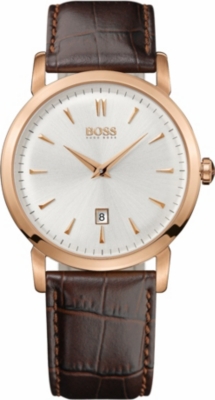 HUGO BOSS 1512634 gold-plated and leather watch