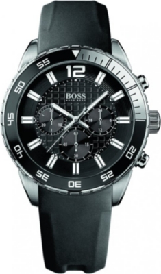 HUGO BOSS 1512804 stainless steel and rubber chronograph watch