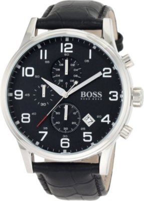 HUGO BOSS 1512833 stainless steel and leather watch