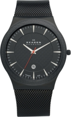 SKAGEN 234XXLTB carbon-coated stainless steel watch