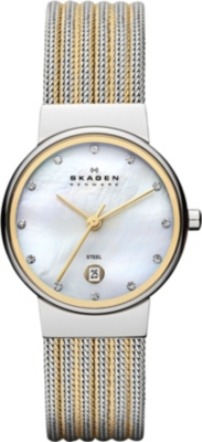 SKAGEN 355SSGS two-tone mesh bracelet watch