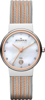SKAGEN 355SSRS two-tone mesh bracelet watch