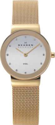 SKAGEN 358SGGD gold-toned stainless steel and mesh watch