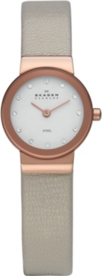 SKAGEN 358XSRLT rose gold and leather watch