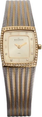 SKAGEN 384XSGSG two-tone mesh bracelet watch