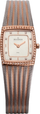 SKAGEN 384XSRS two-tone mesh bracelet watch
