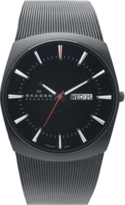 SKAGEN 696XLTBB carbon-coated stainless steel watch