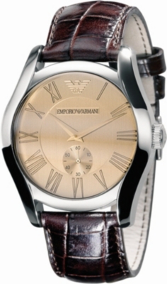 EMPORIO ARMANI AR0645 Valente stainless-steel and leather watch
