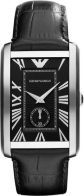 EMPORIO ARMANI AR1604 Stainless steel and mock-croc leather watch