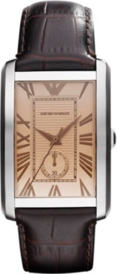 EMPORIO ARMANI AR1605 Stainless steel and mock-croc leather watch