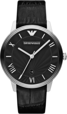 EMPORIO ARMANI AR1611 Dino stainless steel and leather watch
