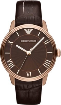 EMPORIO ARMANI Brown and rose gold classic watch