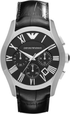 EMPORIO ARMANI AR1633 Valente stainless steel and leather chronograph watch