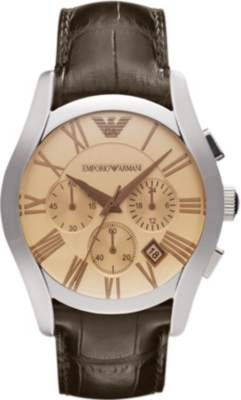 EMPORIO ARMANI AR1634 Valente stainless steel and leather chronograph watch